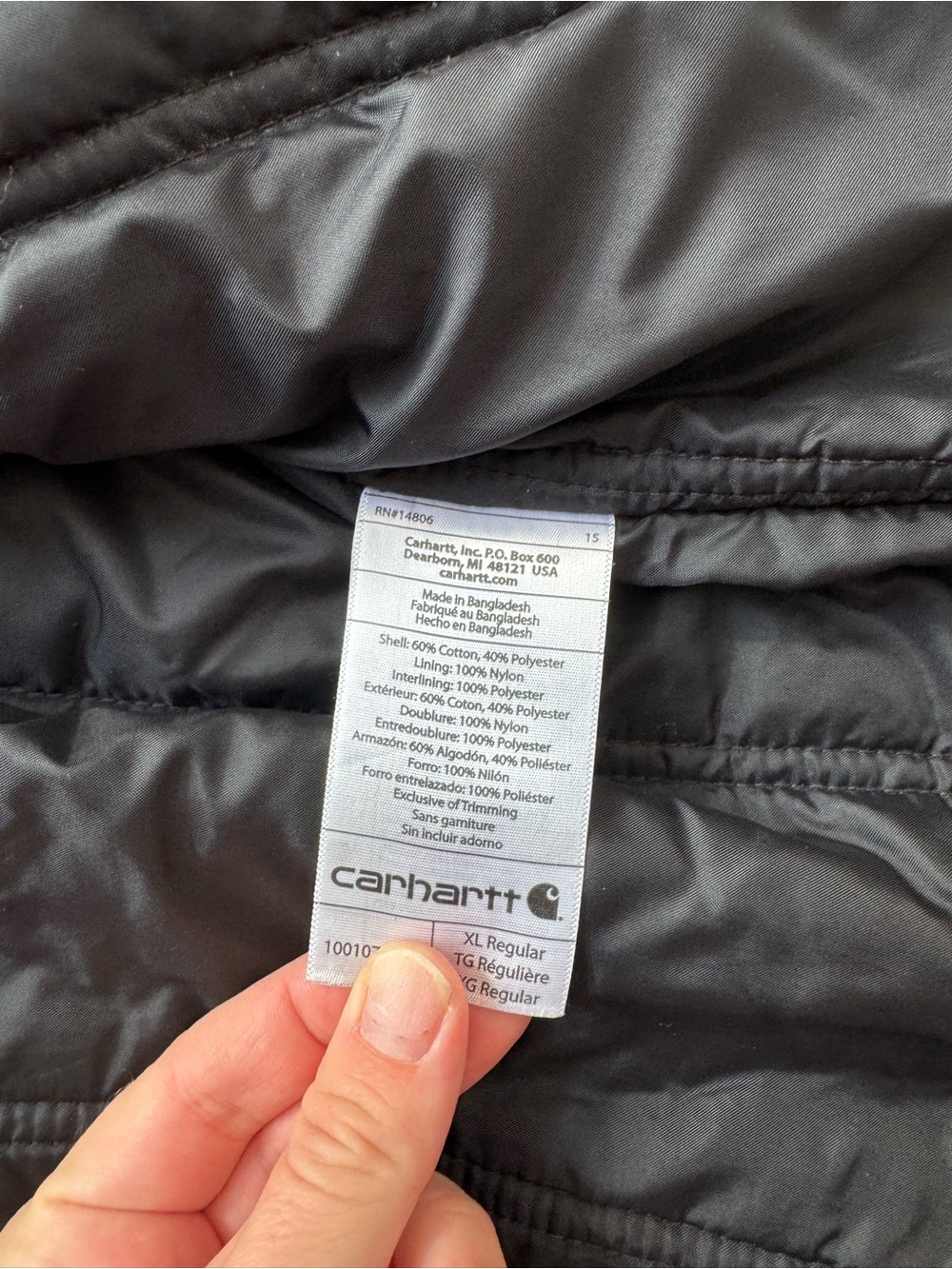 Carhartt Jacket Black Quick Duck Canvas Full Zip Insulated Workwear XL Outdoor - Picture 8 of 9
